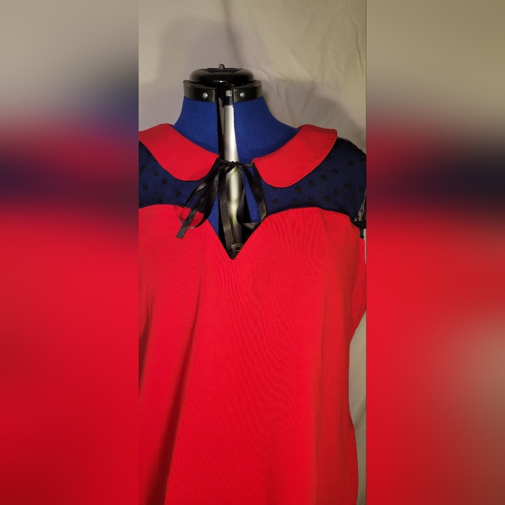 Royal Monk, 4XL, Red and Black Retro Top